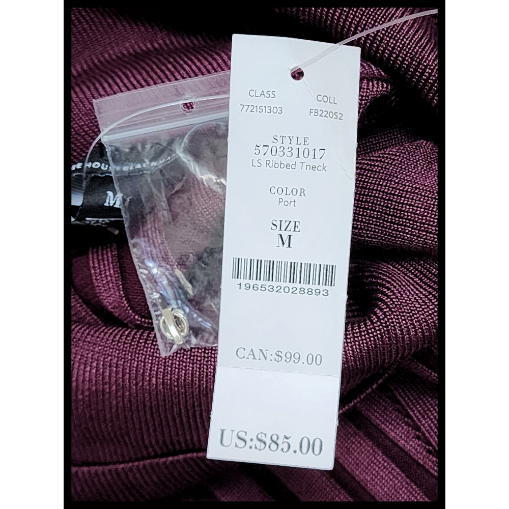 NWT White House Black Market Ribbed Turtleneck Skinny Top Port Wine Medium NEW - Picture 7 of 11